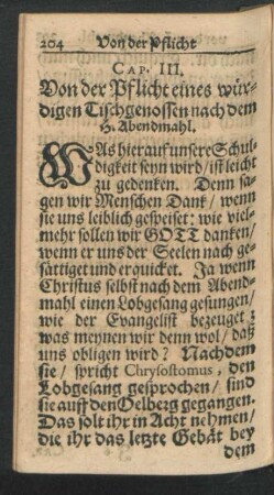 Cap. III. Von der Pflicht eines würdigen Tischgenossen nach dem H. Abendmahl.