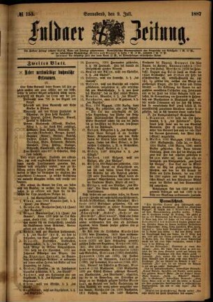 Ausgabe vom Samstag, den 09. Juli 1887.