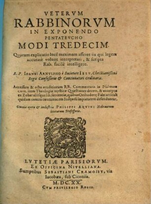 Veterum Rabbinorum in exponendo Pentateucho modi tredecim