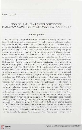 6: Wyniki badań archeologicznych przeprowadzonych w roku 1989 na odcinku IV