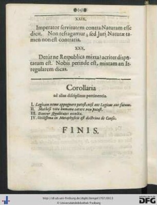 Corollaria ad alias disciplinas pertinentia.