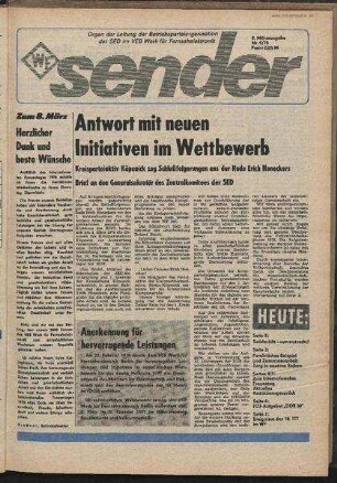 Betriebszeitung 'WF-Sender', Nr.9/1978 (2. Märzausgabe 1978)