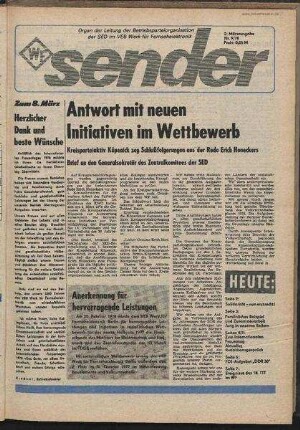 Betriebszeitung 'WF-Sender', Nr.9/1978 (2. Märzausgabe 1978)