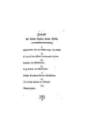 Inhalt des fünften Bandes dritten Stüks