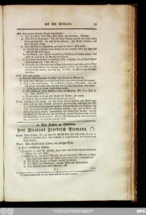 6. Der Pastor zu Uthleben, Herr Nicolaus Friedrich Riemann.