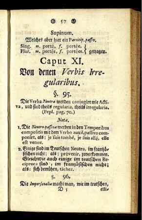 Caput XI. Von denen Verbis Irregularibus
