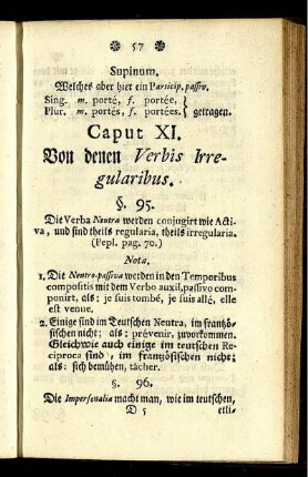 Caput XI. Von denen Verbis Irregularibus