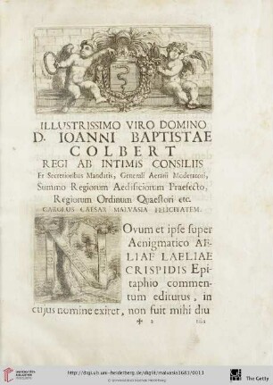 Illustrissimo viro domino D. Ioanni Baptistae Colbert […]