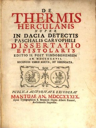 De Thermis Herculanis ... in Dacia detectis Dissertatio