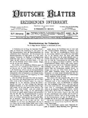 Neuorientierung der Volksschule : (Schluß)