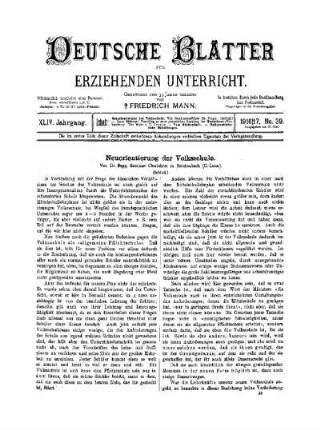 Neuorientierung der Volksschule : (Schluß)