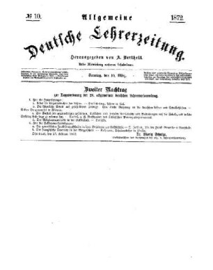 Zweiter Nachtrag zur Tagesordnung der 20. allgemeinen deutschen Lehrerversammlung