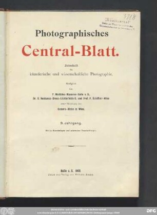 9: Photographisches Centralblatt : Zeitschr. für künstlerische u. wissenschaftl. Photographie