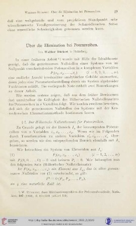 Über die Elimination bei Potenzreihen