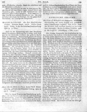 Gespräche im Labyrinth. Aus dem Klarfeldischen Archive. Zweyter Band, 308 S. Dritter Band, 398 S. Gotha, in der Beckerschen Buchhandlung. 1806. 8.
