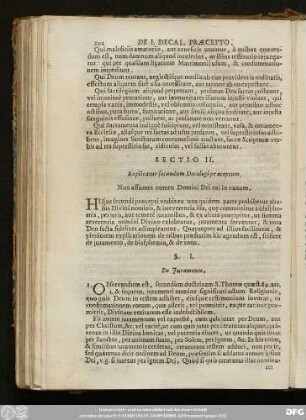Sectio II. Explicatur secundum Decalogi praeceptum.