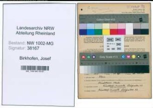 Entnazifizierung Josef Birkhofen , geb. 29.05.1898 (Kraftfahrer)