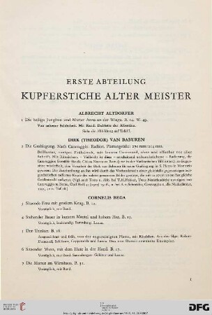 I Kupferstiche alter Meister (Nr. 1-164)