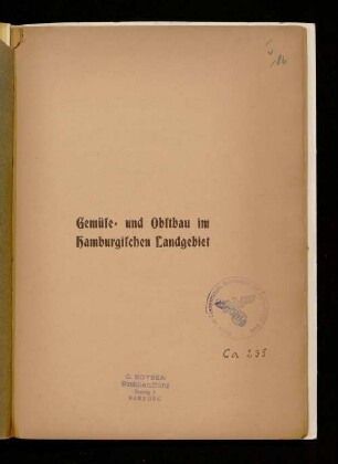 Gemüse- und Obstbau im hamburgischen Landgebiet