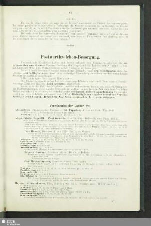 XI. Postwerthzeichen-Besorgung