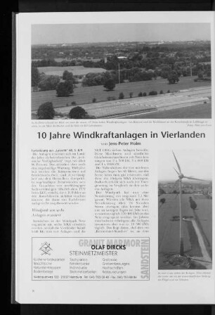 10 Jahre Windkraftanlagen in Vierlanden