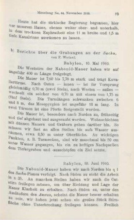 2b. Berichte über die Grabungen an der Sachn