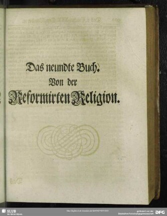 Das neundte Buch. Von der Reformirten Religion
