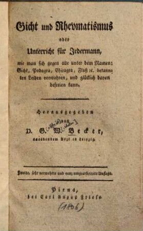 Gicht und Rheumatismus oder Unterricht für Jedermann...