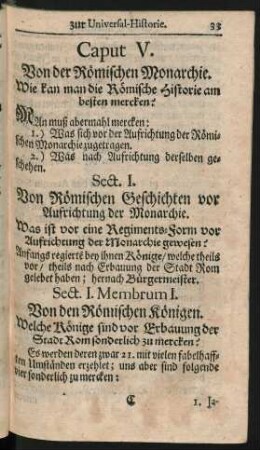Caput V. Von der Römischen Monarchie.