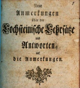 Neue Anmerkungen über die Lochsteinische Lehrsätze und Antworten auf die Anmerkungen