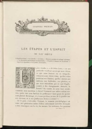 Chapitre premier. Les étapes et l'esprit du XIXe siècle