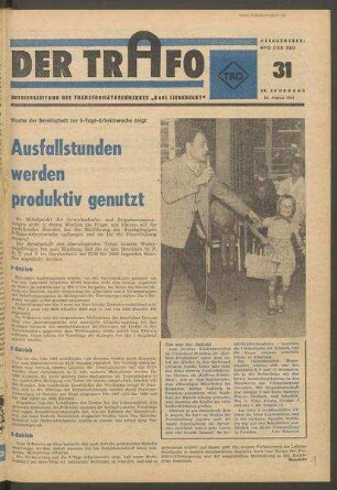 TRO-Betriebszeitung 'Der Trafo'; Nr. 31/1967 (16. August 1967 )