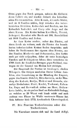 IV. Die Provinz Tscherkessien oder die Tscherkessen.