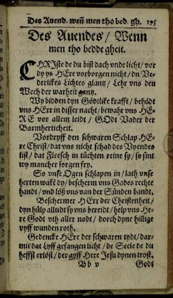 Das Auendes/ Wenn men tho bedde gheit.
