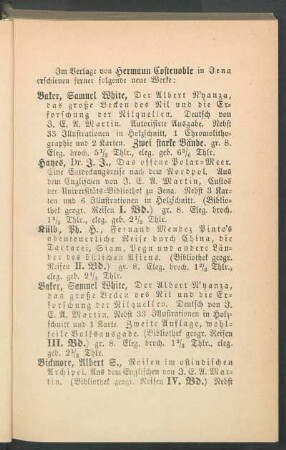 Im Verlage von Hermann Costenoble in Jena erschienen ferner folgende neue Werke: