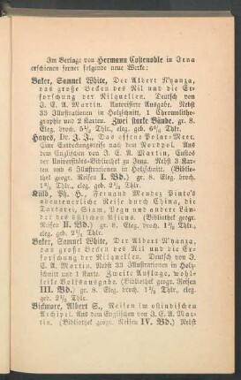 Im Verlage von Hermann Costenoble in Jena erschienen ferner folgende neue Werke: