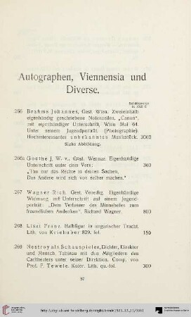 Autographen, Viennensia und Diverse (Nr. 266-277)