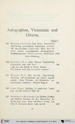 Autographen, Viennensia und Diverse (Nr. 266-277)