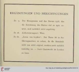 Ergänzungen und Berichtigungen