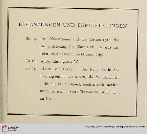 Ergänzungen und Berichtigungen