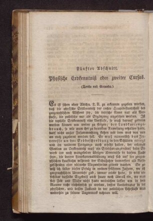 Fünfter Abschnitt. Physische Erkenntnis oder zweiter Cursus.