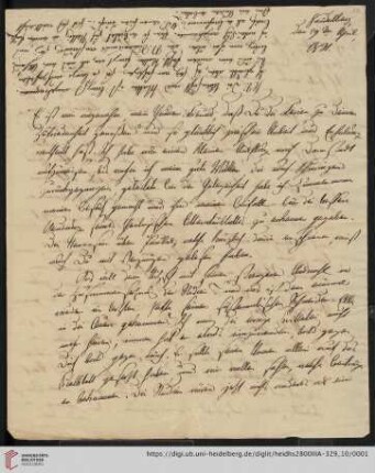 Korrespondenz Friedrich Wilhelm Umbreit / Carl Ullmann: Brief von Friedrich Wilhelm Carl Umbreit an Carl Ullmann