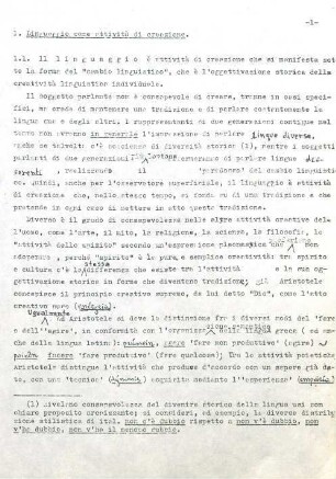 1-4, I. Il Linguaggio come attività di creazione