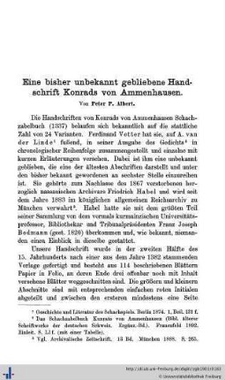 Eine bisher unbekannt gebliebene Handschrift Konrads von Ammenhausen.