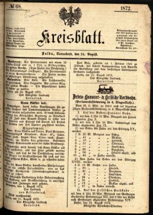 Ausgabe vom Samstag, den 24. August 1872.