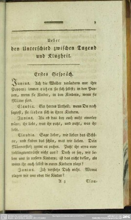 Ueber den Unterschied zwischen Tugend und Klugheit