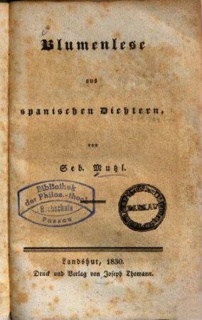 Blumenlese aus spanischen Dichtern