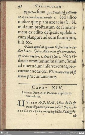 Caput XIV. Latinus Drepanius Pacatus explicatus emendatus