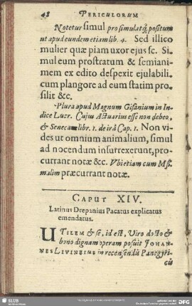 Caput XIV. Latinus Drepanius Pacatus explicatus emendatus