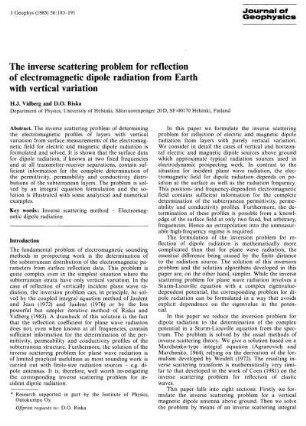 The inverse scattering problem for reflection of electromagnetic dipole radiation from earth with vertical variation